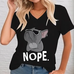 Fashion Funny French Bulldog Graphic T Shirts Women Nope Funny Printed T-shirt French Bulldog Lover Gifts Short Sleeve T-shirts