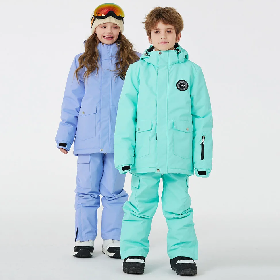 Children's Ski Suit For Boys and Girls Winter Outdoor Windproof Waterproof Warm and Thickened Ski Jacket and Pants