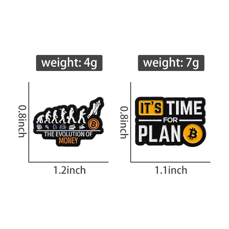 2PCS/SET It's Time For Plan The Evolution Of Money Enamel Pin Human Evolutionary History Brooch Lapel Backpack Badge Wholesale