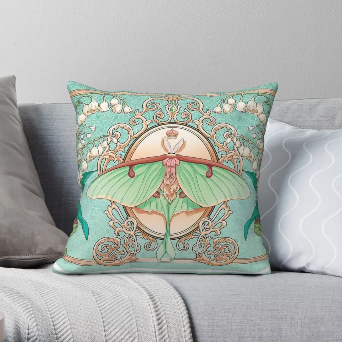 Lunar Moon Moth Square Pillowcase Polyester Linen Velvet Creative Zip Decor Throw Pillow Case Home Cushion Cover