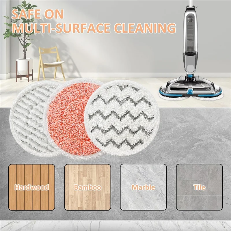 

RMWIN-8PCS 3897A Mop Pads Replacement For Bissell Spinwave 3897A,3712,3712W Steam Rotating Mop Pads Part No 1641112