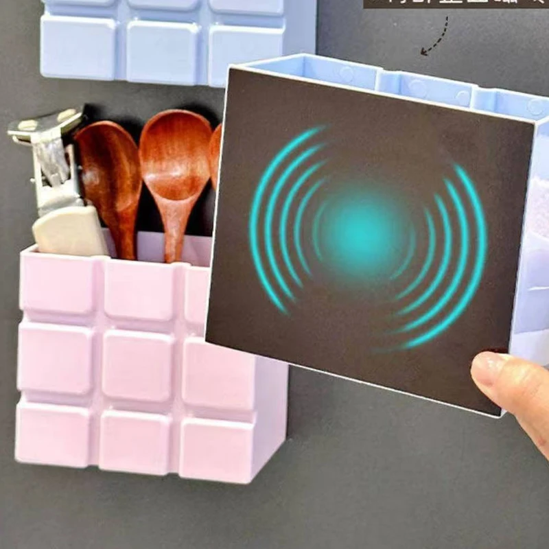 Magnet Box Organizer Chocolate Bar Shape Wall Basket For Pens Notes Small Items Storage Container For Cabinet Dorm Desk Shelf
