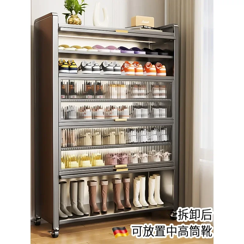 New shoe cabinet household door integrated against the wall multi-layer dust-proof entrance entrance with door steel storage