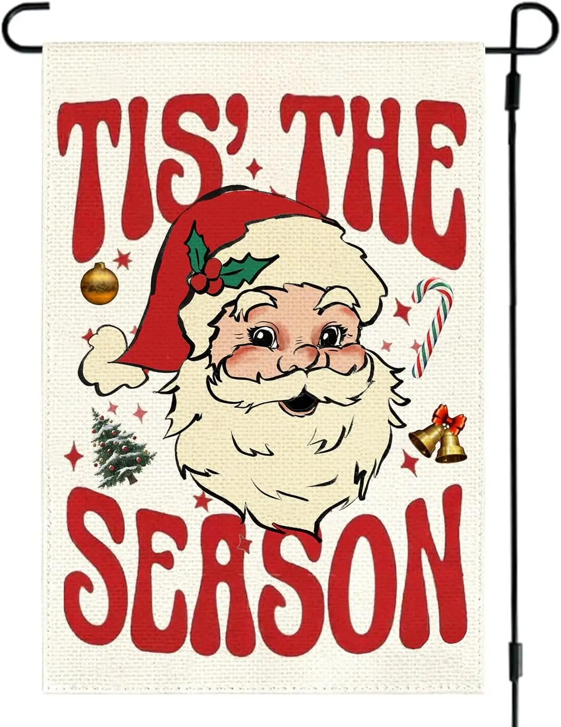 Bandera navideña para jardín, 12x18 pulgadas, doble cara, exterior, Tis' the Season, Papá Noel, invierno, vacaciones de Navidad, patio al aire libre, Porc AAI