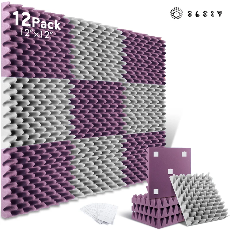 Sound Proof Padding 12 Pack, For KTV Home Studio Sound Absorbing Material, High Density Egg Crate Foam Acoustic Isolator