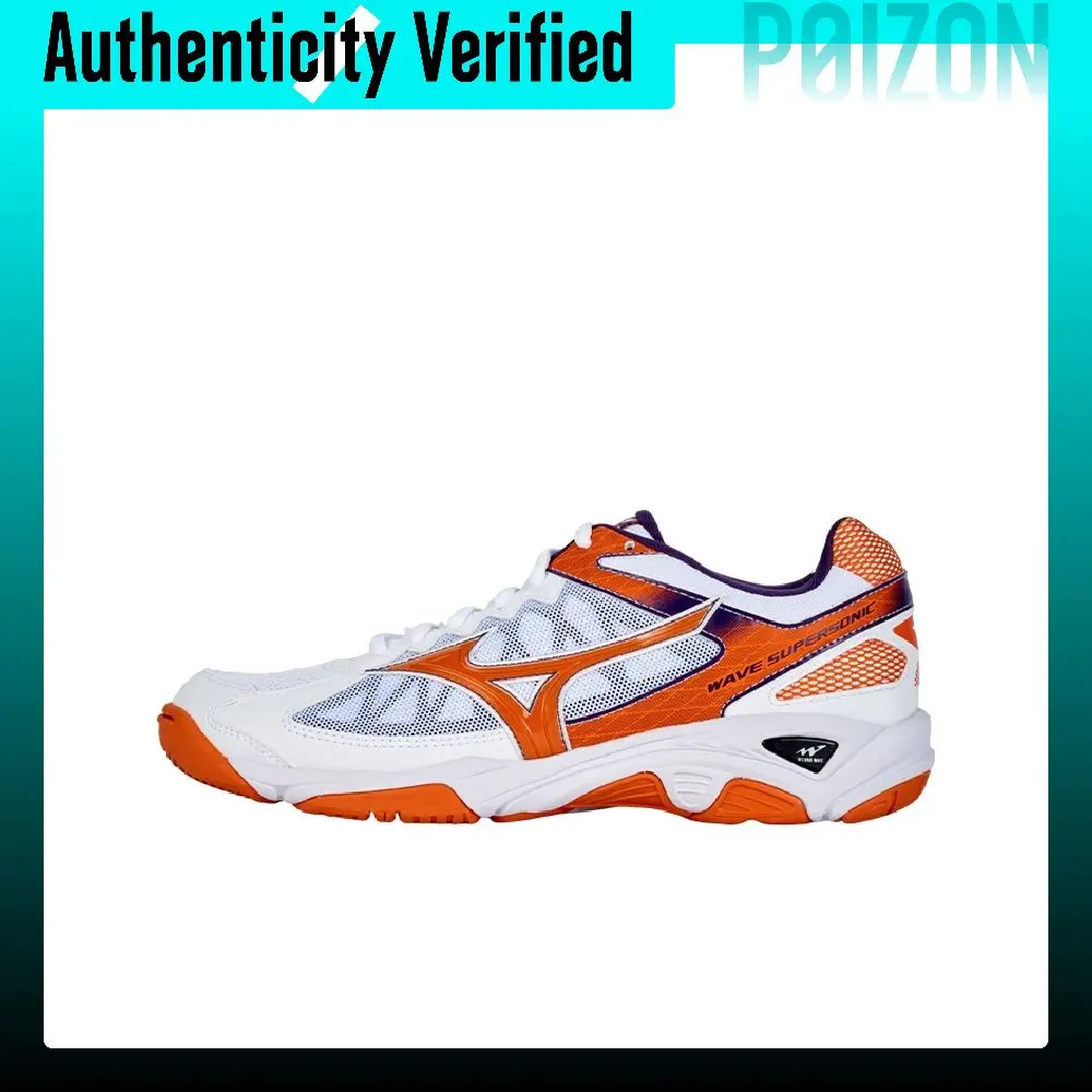 Mizuno Wave Supersonic CN Abrasion Resistant, Breathable, Lightweight Low top Volleyball Shoes Unisex White Orange V1GA216161