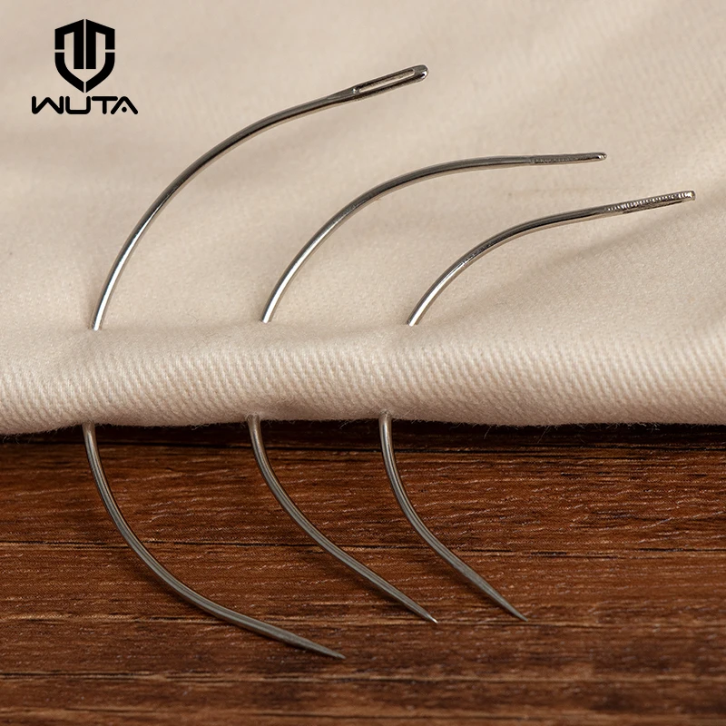 WUTA 30pcs Leather Curved Needles Practical C Type Big Eyes Repair Mattress Hand Sewing Needles for Hand Quilting Weaving Needle