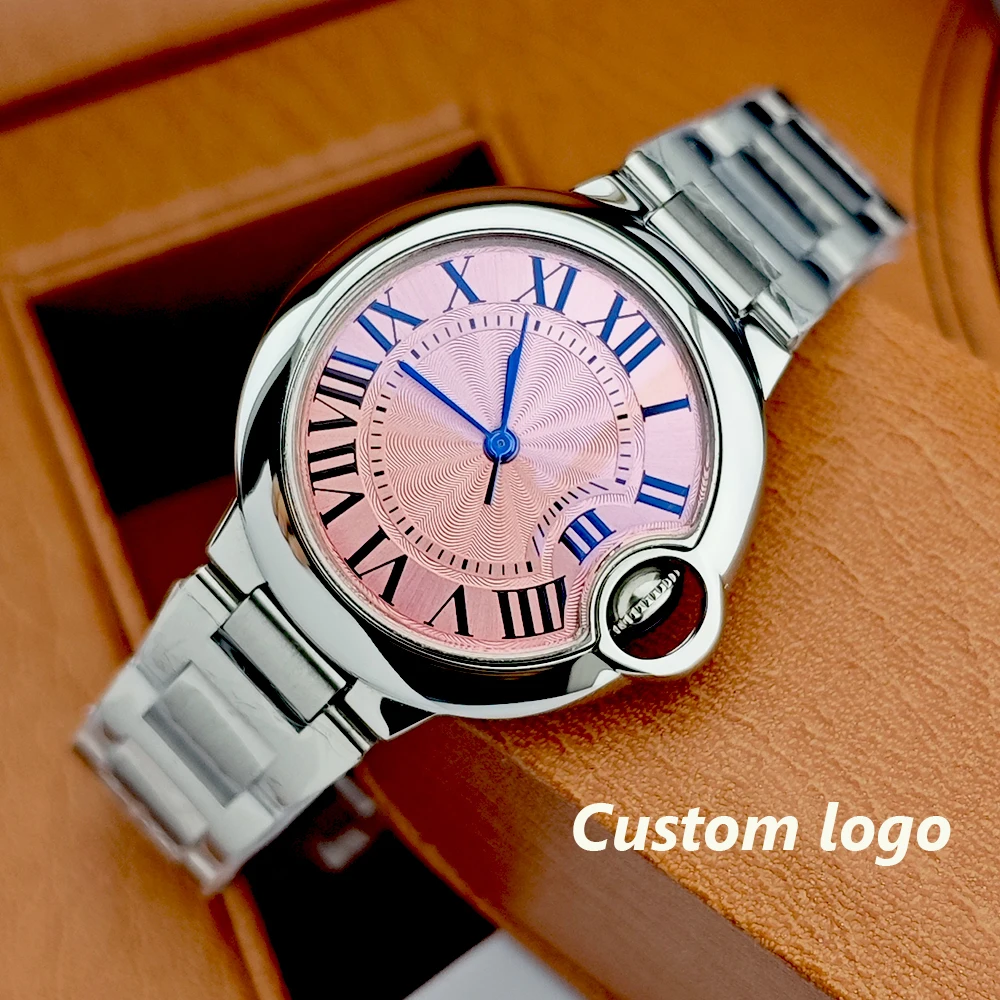 ساعة NH05 جديدة بالون أزرق ساعة نسائية 33 ملم شعار مخصص ساعة ستانلس ستيل ساعة حركة NH05