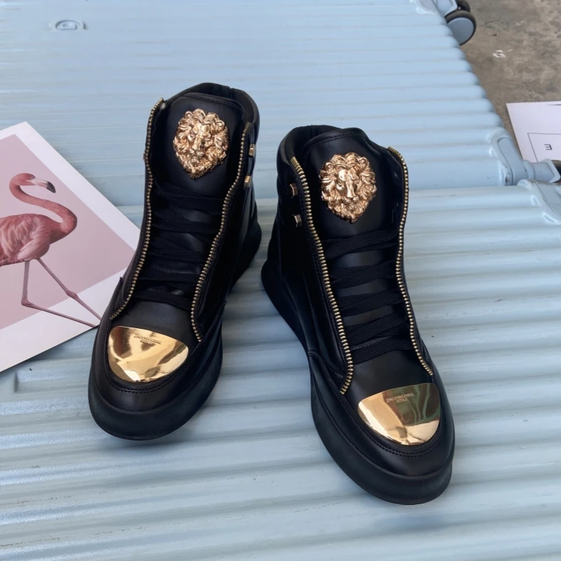 Zip decoration casual sneaker designer shoes for man luxury brand trainers running shoes high top sports casual ankle boots men