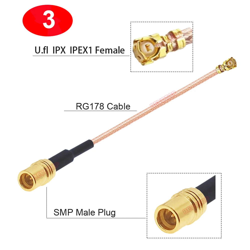 1 шт. SMP к кабелю SMP «папа/гнездо» к u.FL 1 гнездо RG178 кабель RF коаксиальный косичка удлинитель антенны перемычка BEVOTOP