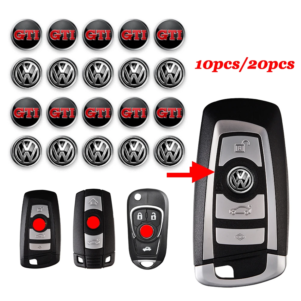 10/20Pcs 14mm Car Key Emblem Sticker Auto Control Key Badge Decal For Volkswagen VW GTI Golf Passat Jetta Touran CADDY T-ROC GTD