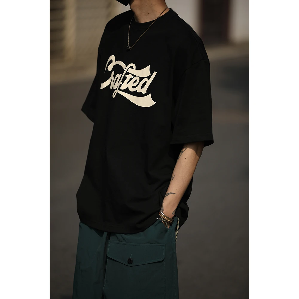 

Футболка LHstore с коротким рукавом, 300 г, повседневная, свободного кроя, летняя, с принтом, для мужчин и женщин
