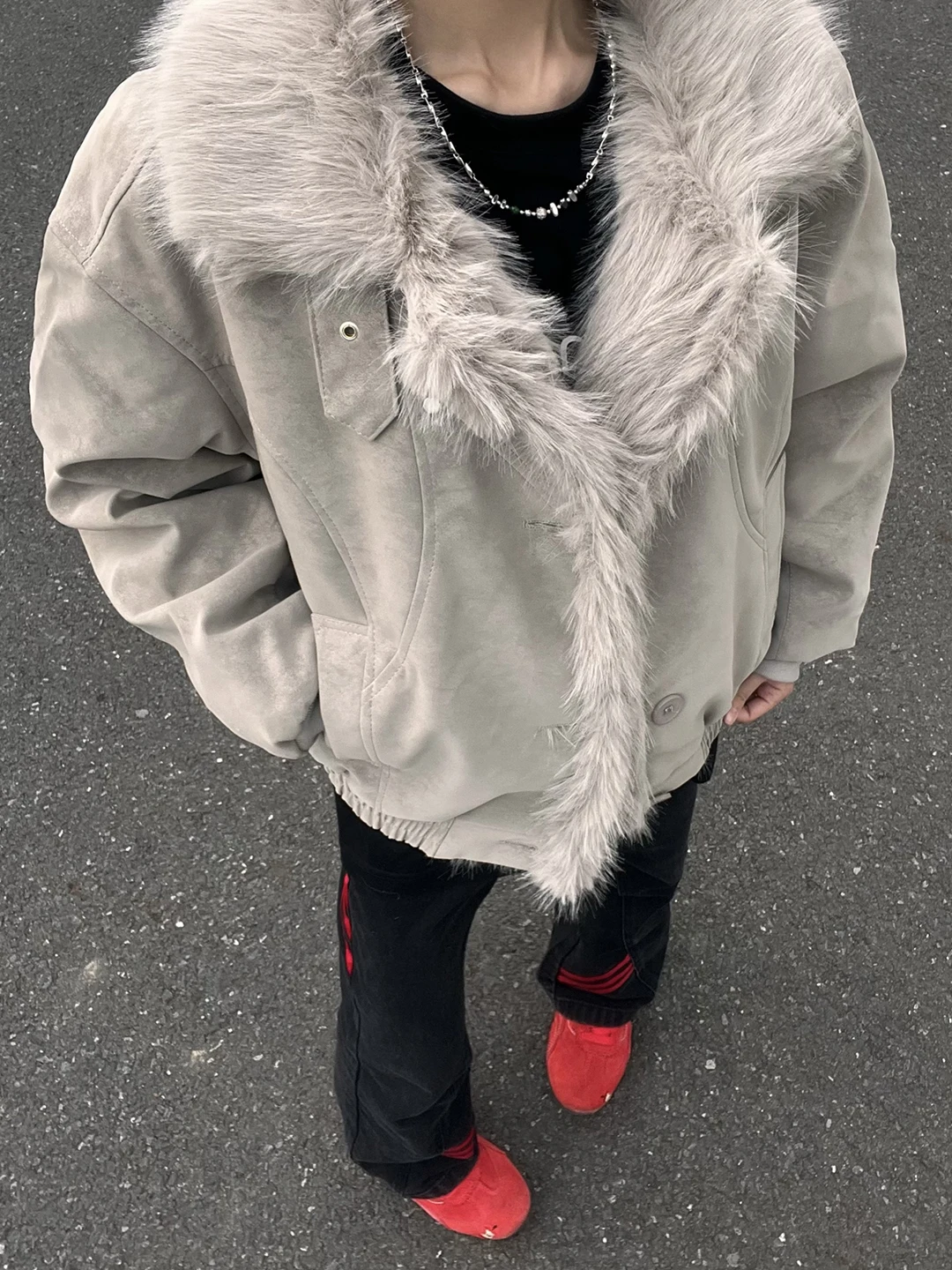 Cleanfit Men's Short Thickened Winter Cotton Jacket with Fur Collar Warm Youth Casual Fashion Loose Fit Long Sleeve Coat