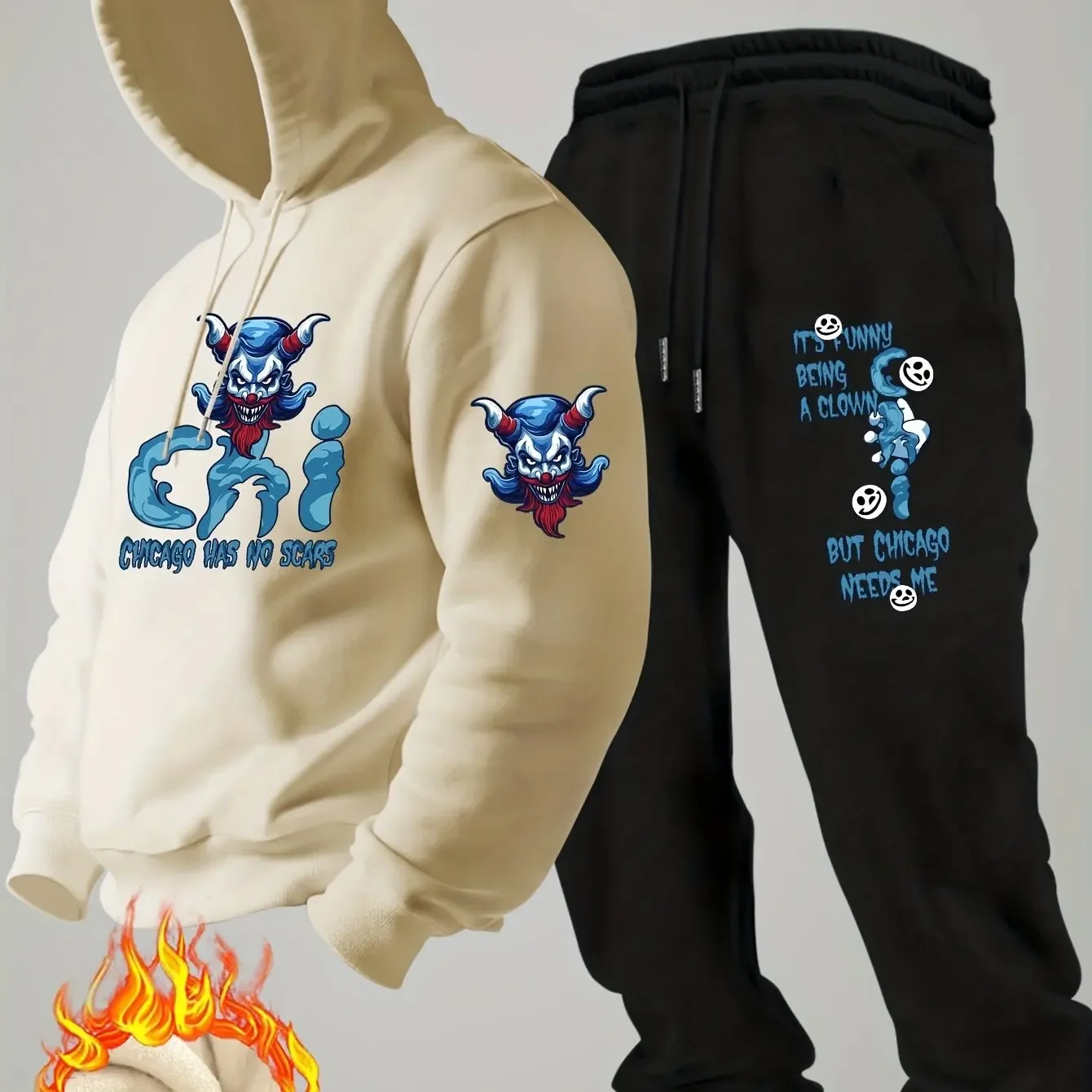 2026 letter printed sportswear set men's hooded sweatshirt long pants set spring and autumn winter warm suit view 3