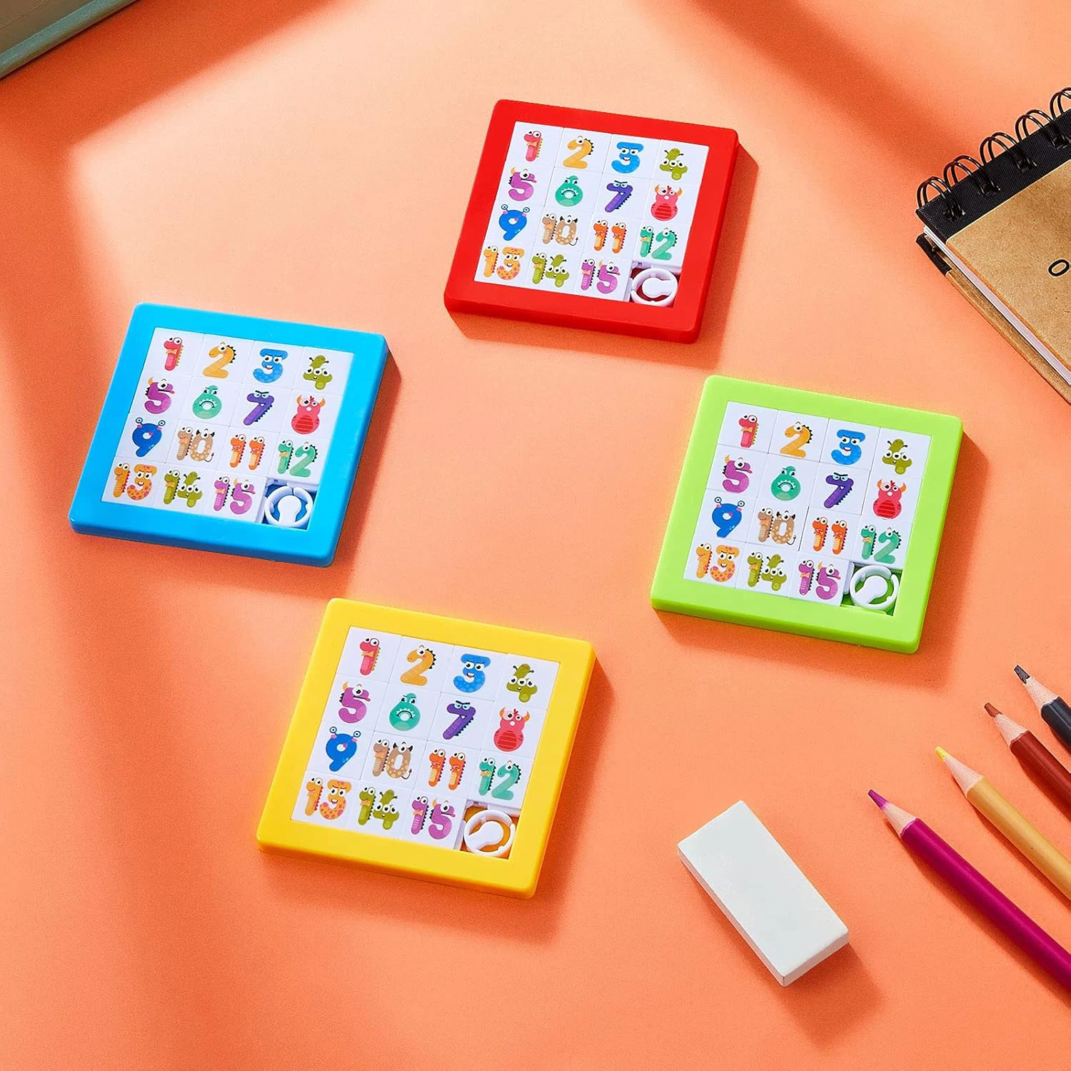 Puzzle coulissant en plastique pour enfants, quinze chiffres, casse-tête, récompenses scolaires, cadeaux de fête, jouets éducatifs d'apprentissage pour garçons et filles