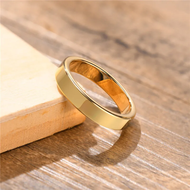 Tigrade 2/4/6/8mm Men Gold Color Ring Tungsten Carbide Male Female Wedding Bands Anillos Mujer Anels Luxury Rings