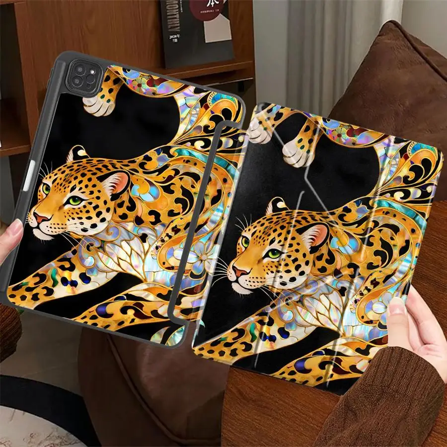 Cool Tiger Design Holder Cover Tablet Case For iPad Pro 2025 Air 4 5 M3 M2 M4 11inch Pro 11th 10th 9th 8th 7th 12.9inch Mini 6 7