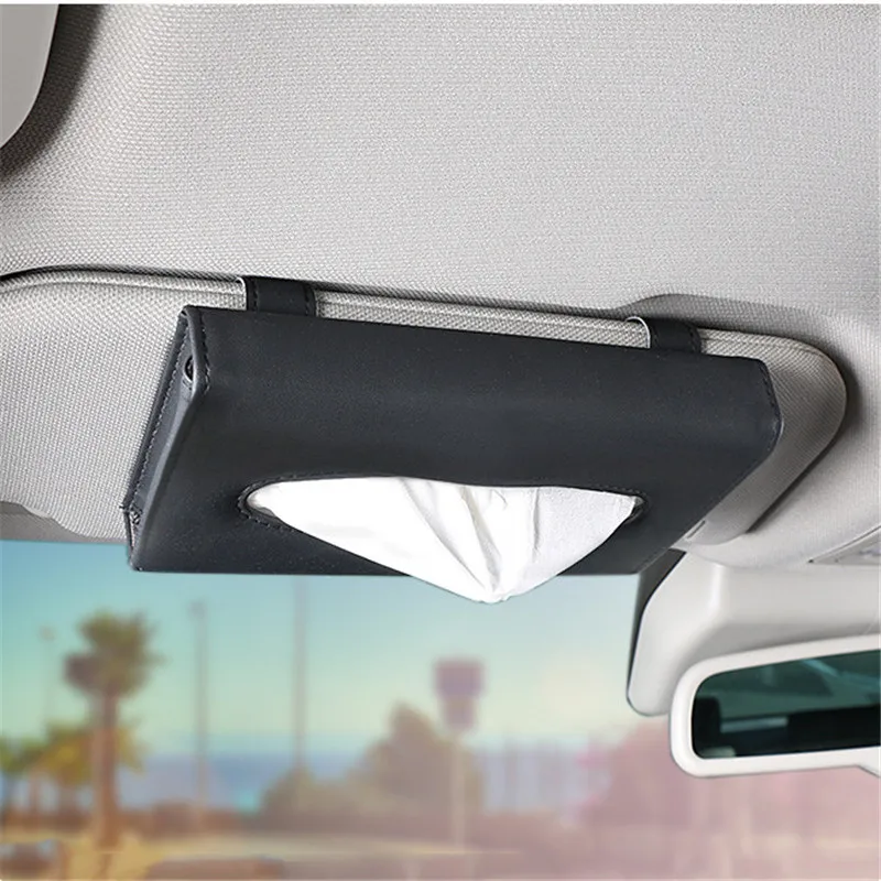 

New Soft Leather Car Tissue Box Car Sun Visor Type Block Hanging Container Towel Napkin Holder Paper Rack Organizer Storage Bag