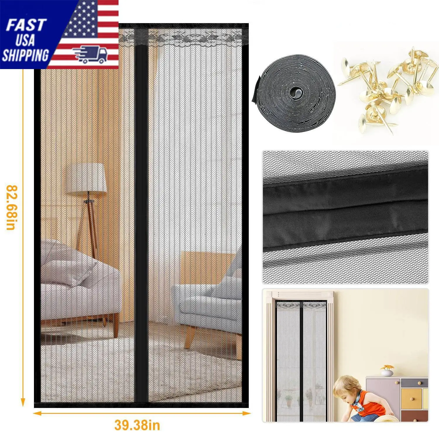 

Magnetic Mesh Curtain Hands-free Fly Mesh Door Curtain