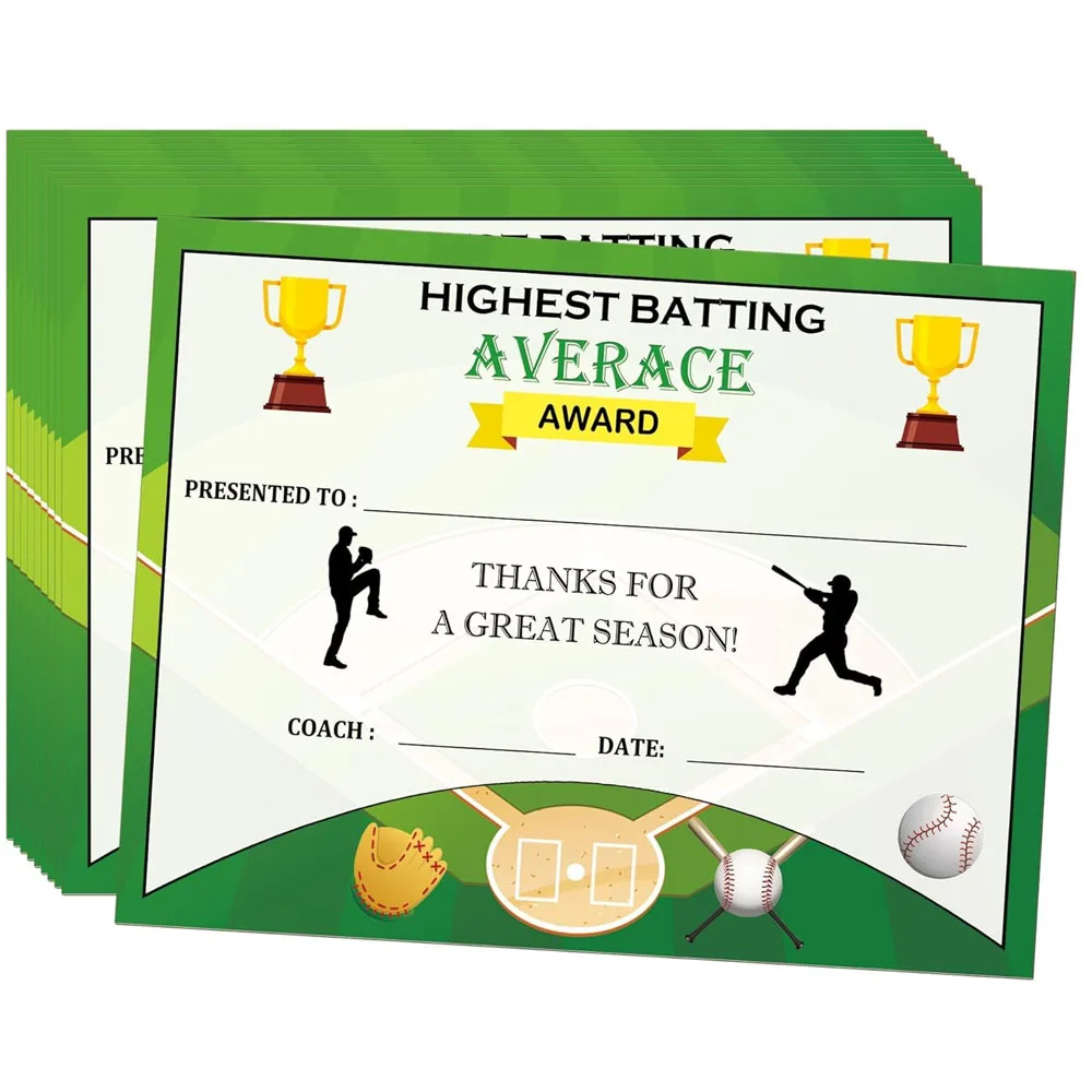 

25Pcs Baseball Award Certificates End of Season Baseball Team Awards 8.5x11 Inch-Baseball Ceremony Certificate for Coach Teacher