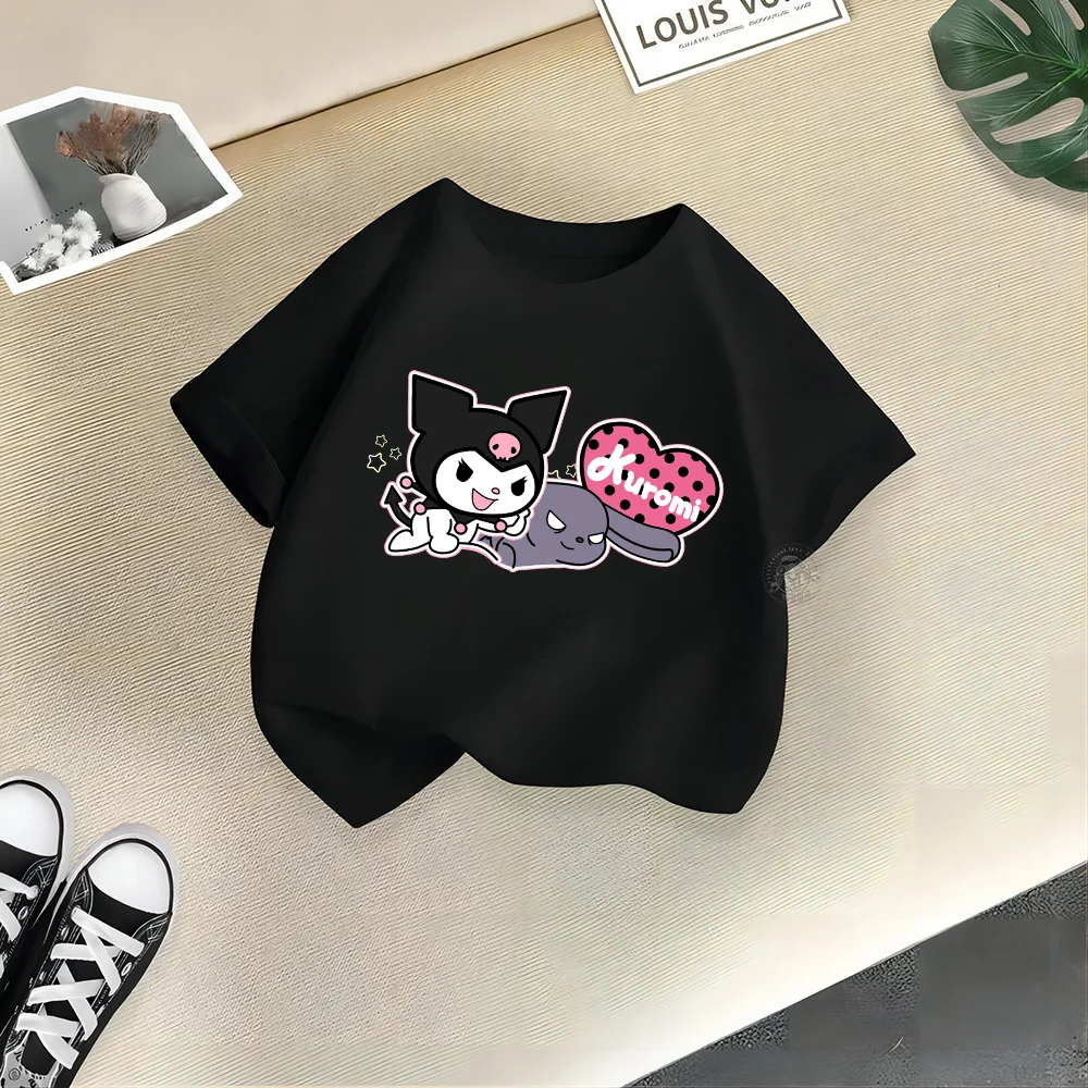 Sanrio boys cotton T-shirt cartoon print short sleeve girl child baby round neck short sleeve children's library drop rice top