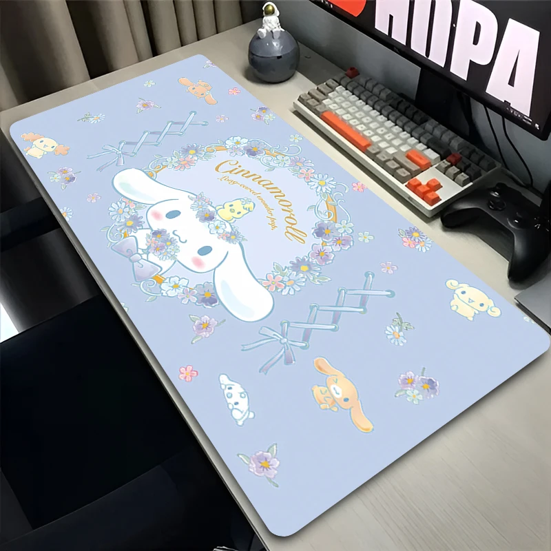 Mouse Pad Computer Gaming Accessories Kawaii Mousepad Rubber Cute Extended Desk Mat Laptop Gamer HD C-cinnamoroll Keyboard Pad