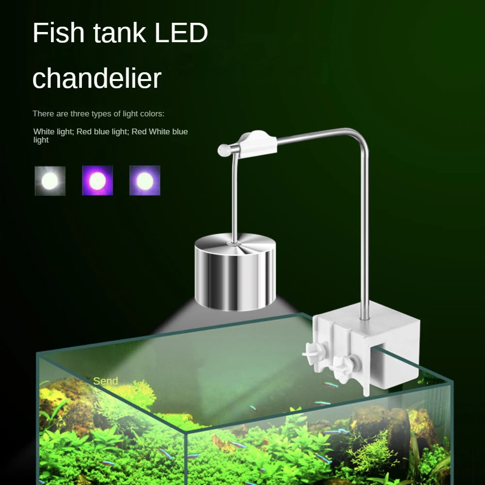 

Small Aluminum Fish Tank Clip Lamp, LED Aquarium Light, 3 Lighting Color Modes for 30cm Aquatic Plants, Tropical Turtle Jar