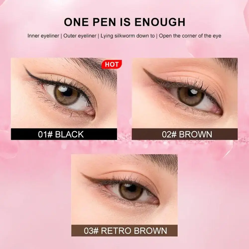 Lápiz Delineador de ojos en Gel resistente al agua y a prueba de manchas, lápiz Delineador de ojos con detalles triangulares precisos de pigmento alto y duradero