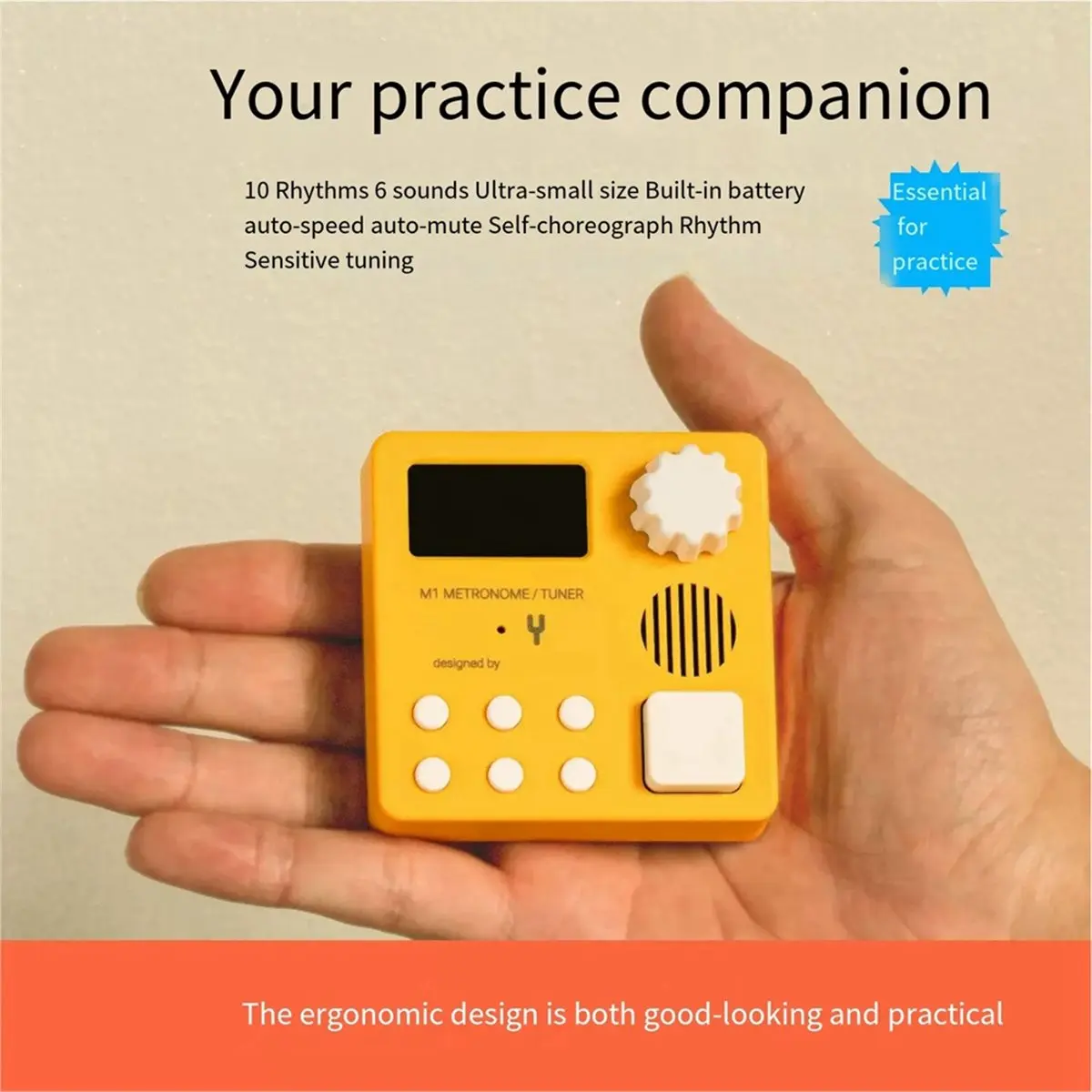 M1 Electronic Metronome Tuner Stand 10 Rhythms with OLED Screen for Guitar Drums Piano Rechargeable