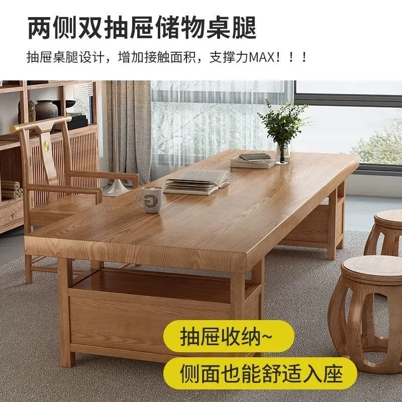 Living room long desk strip log large board workbench household desk solid wood painting table