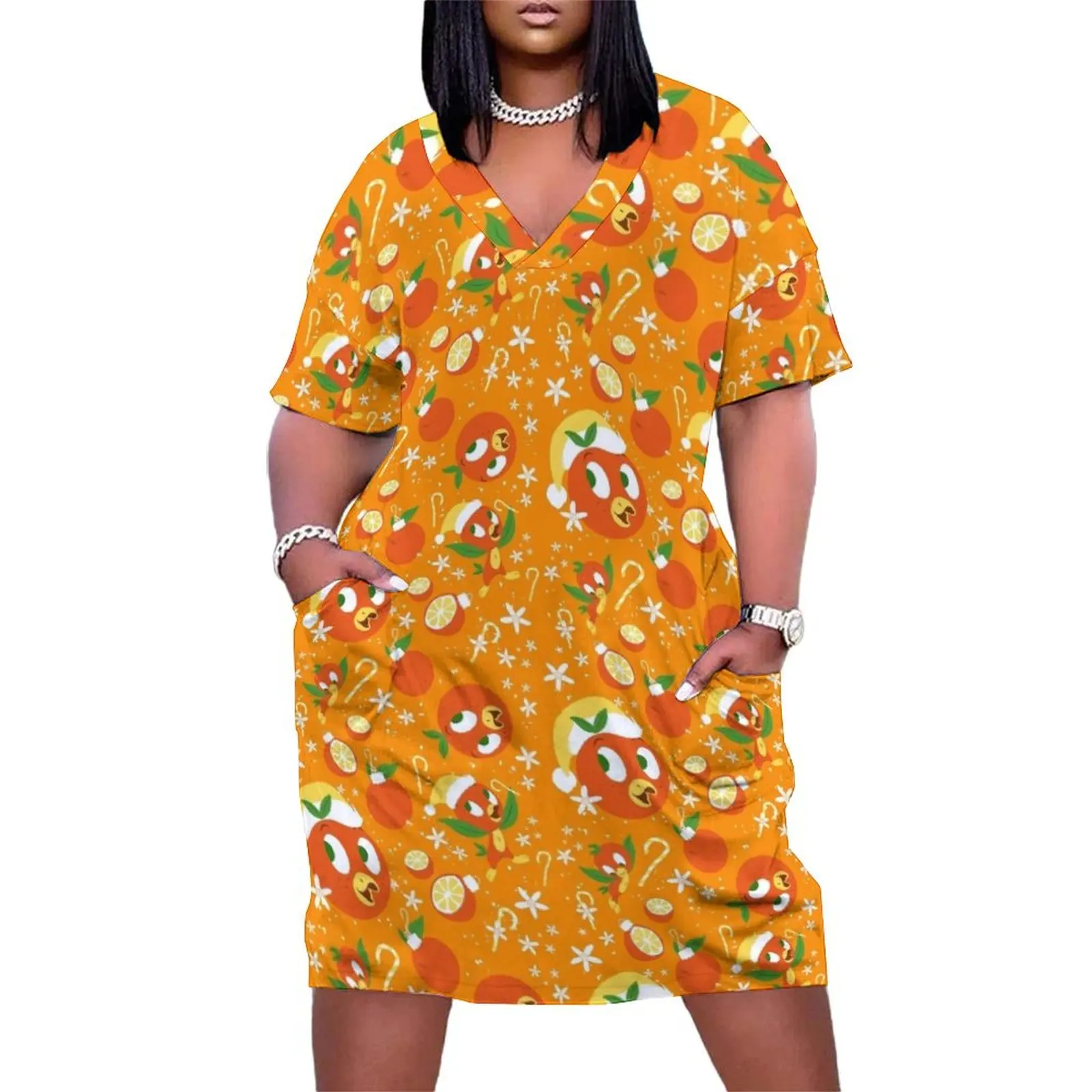 

Orange Bird - Season’s Tweetings Loose Pocket Dress loose women"s dress clothes for women prom clothes