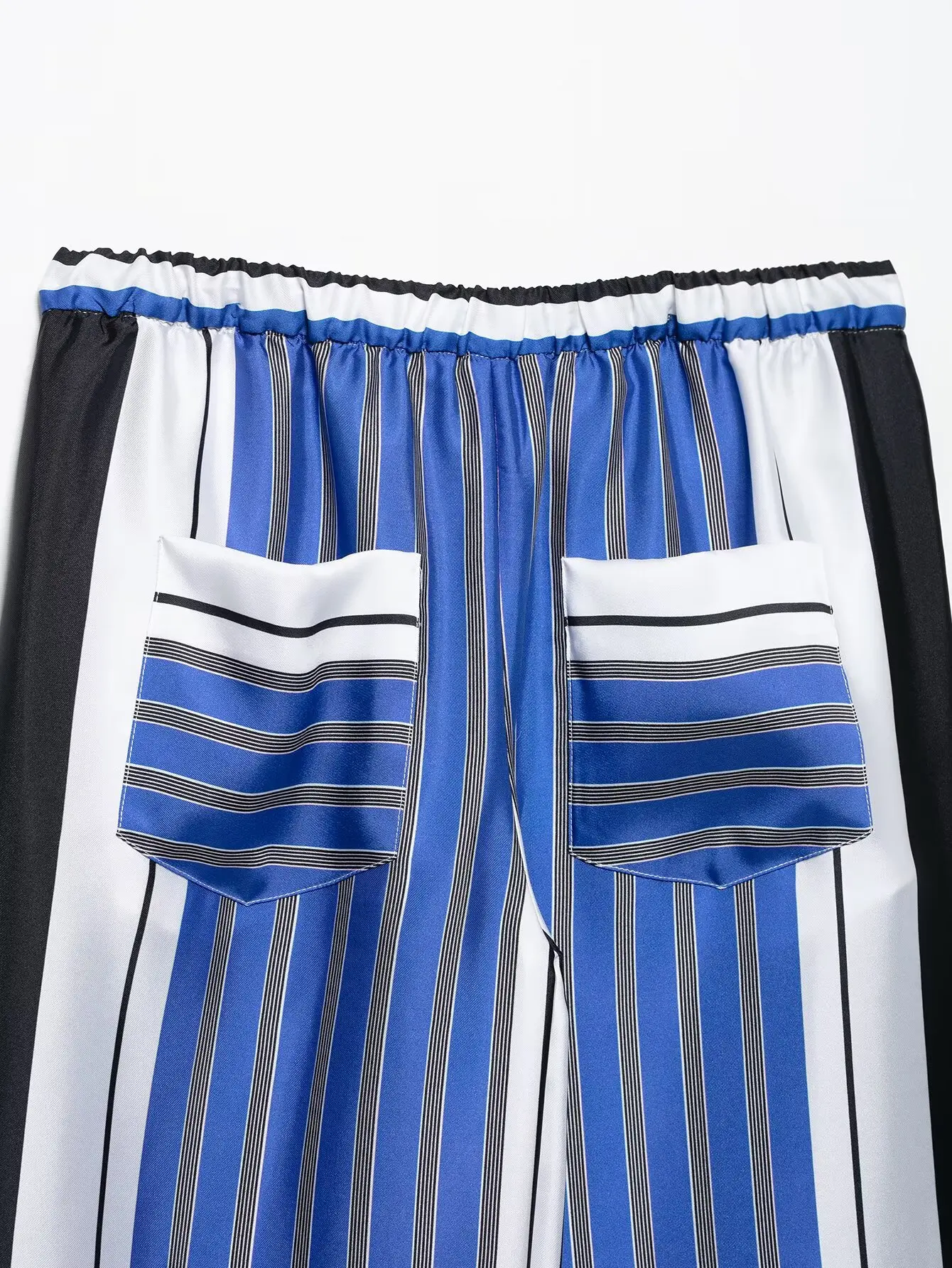 PB&ZA レディース 伸縮性ウエスト ドローストリング ストライプ ワイドレッグ パンツ 夏用 トレンディで快適なデザイン