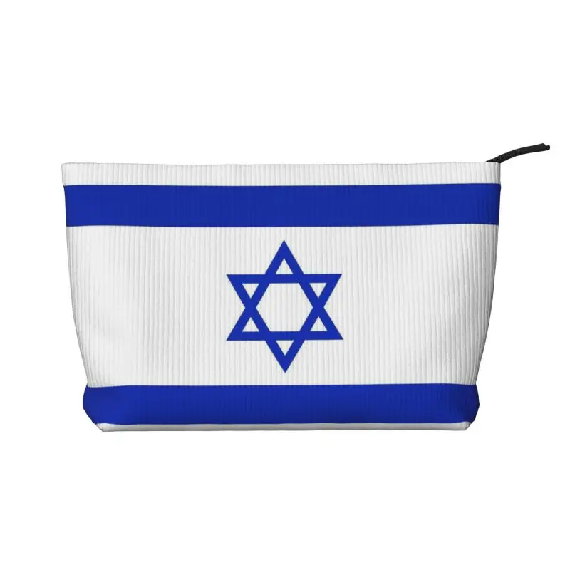 Flag of Israel Pattern Toiletry Bag Women Portable Corduroy Makeup Bag Lightweight Cosmetic Bags Ladies Beauty Storage Organizer