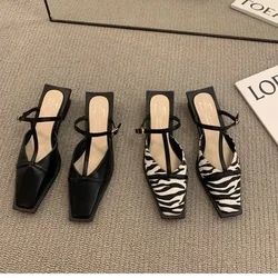 Summer New Square Toe Low Heel Women's Slippers 2024 Hot Selling Outdoor Versatile Women's Shoes Fashion Office Women's Shoes