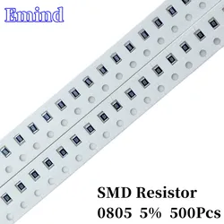 500Pcs 0805 Smd Resistor 5% 0R 1 1.5 2 6.2 7.5 8.2 4.7 5.1 6.8 180Ohm 36 33 30 20 1K K K K K 68 62 51 47 43K K K K K K 82 75k 560k 1m