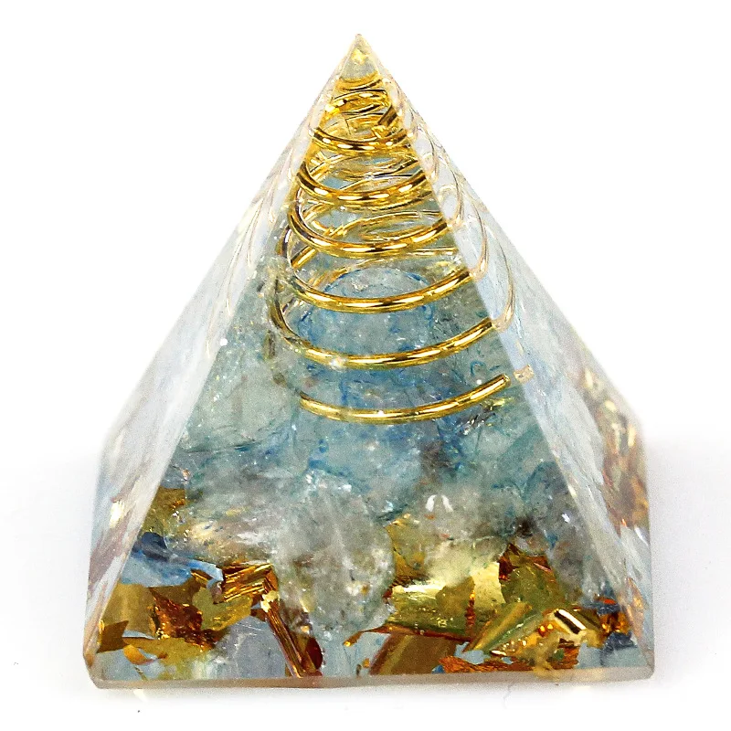 Healing Reiki Natural Crystal Gravel Chakra Pyramid Meditation Tool Resin Orgonite Pyramid Home Decor Car Office Ornaments 3CM 