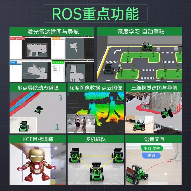 ROS2 Robot Ackerman Chassis JetAcker Unmanned SLAM Navigation JETSON NANO Trolley