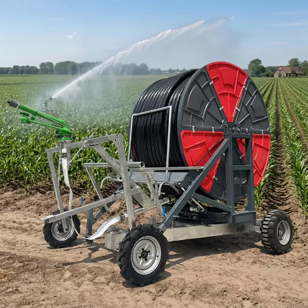 300m 400m Metal Agricultural Hose Reel Irrigation Machine Pump Traveling Rain Sprinkler System Featuring Remote Monitoring