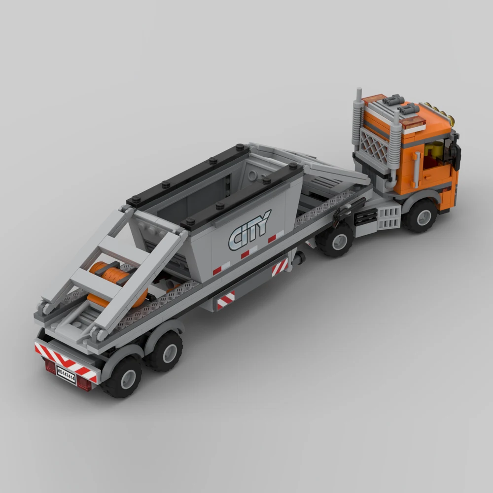 새로운 MOC 도시 운송 트럭 및 센터 덤프 트레일러 모델 빌딩 블록 DIY 모듈러 조립 어린이 장난감 소년 수집품 선물