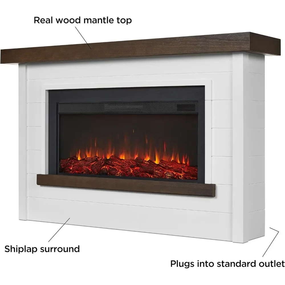 Bernice 67" Landscape Electric Fireplace with Mantel for Living Room or Bedroom, Replaceable Fireplace Insert Heater