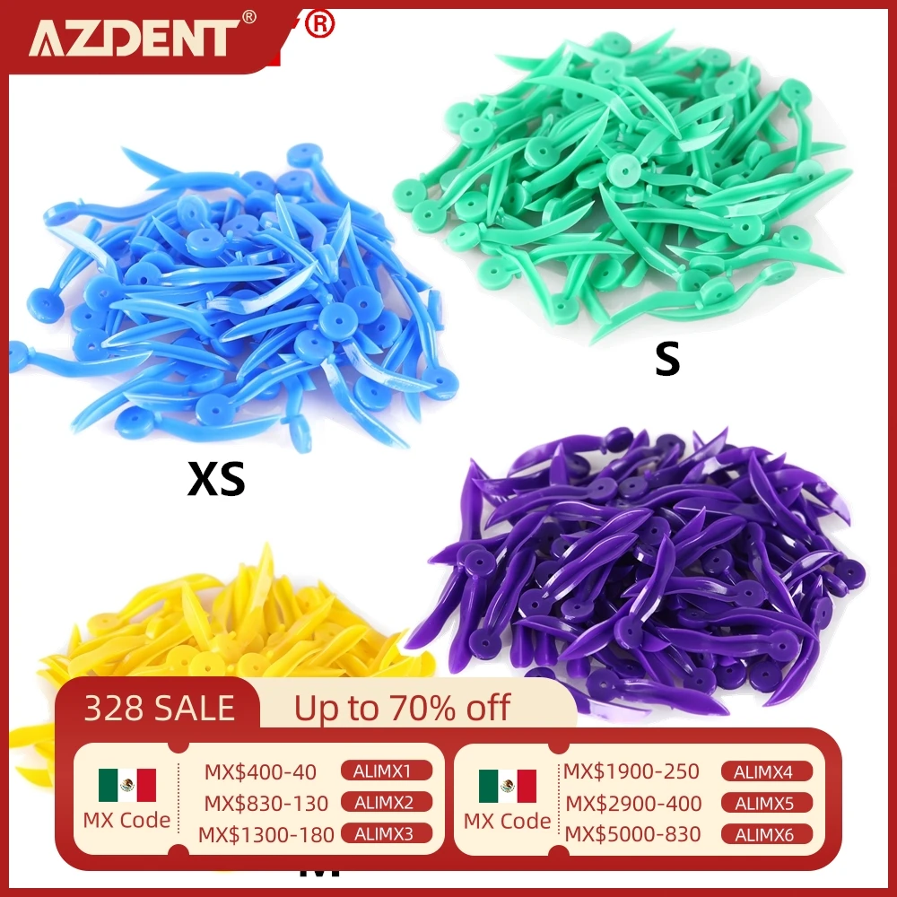 AZDENT 100pcs/Box Dental Wedges Tooth Gap Wedge with Holes Size Large Medium Extra small Small Dentistry Disposable