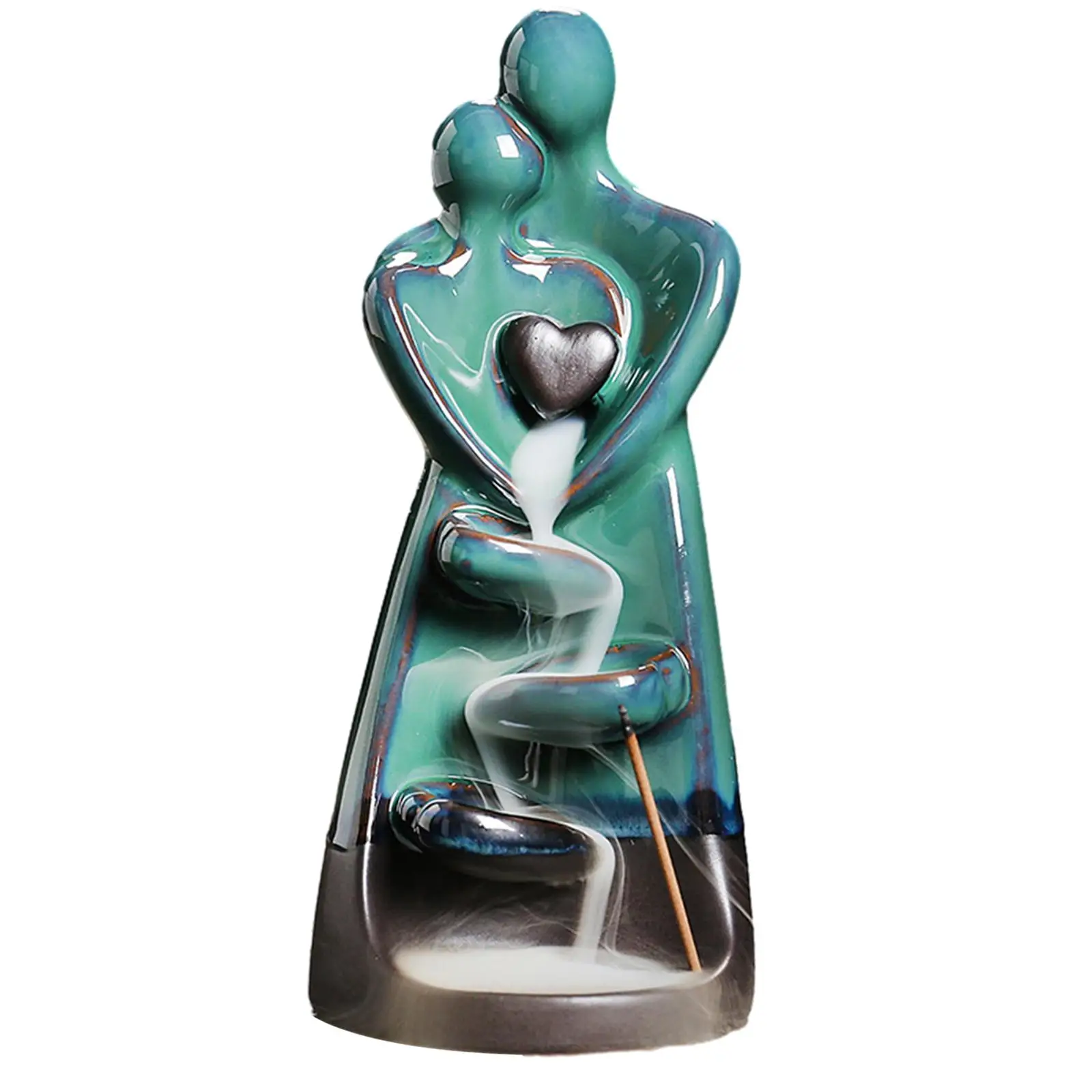 Ceramic Backflow Incense Burner Statue Couple River Incense Burner Sculpture