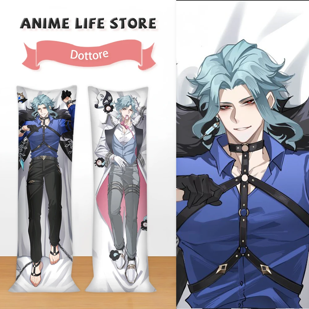 Dakimakura Anime Genshin Impact Dottore Long Pillowcase Hugging Body Cosplay Props Otaku Bedding Cushion Covers Decor Room