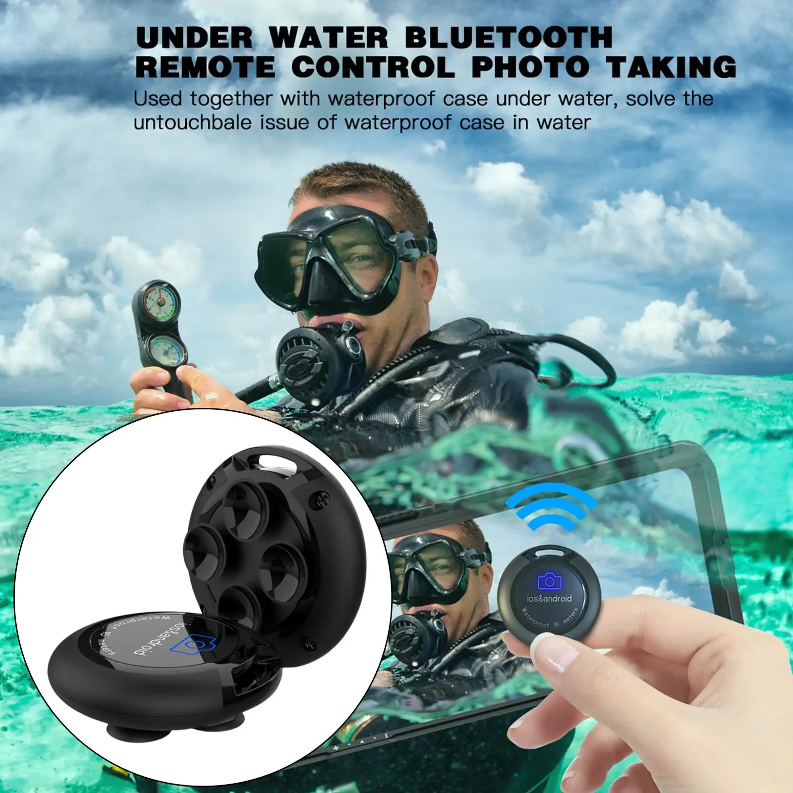 Waterproof Bluetooth Remote Control Button for Photos for Android for IOS Device Selfie Remote Control Bluetooth Shutter Release