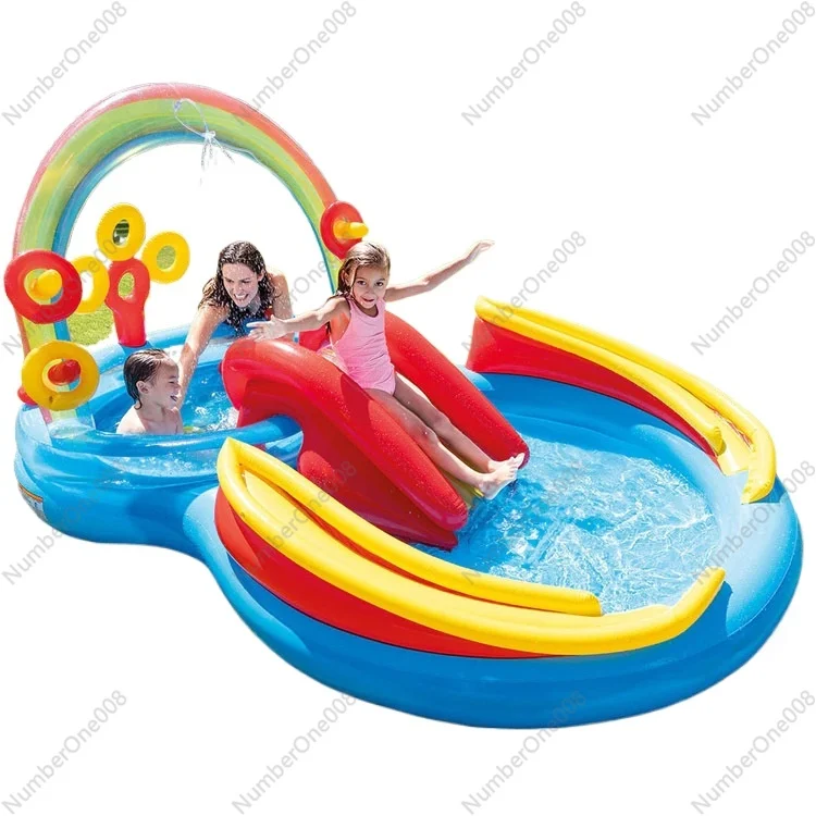 Rainbow Slide Inflatable Swimming Pool Fun Pool Children's Sand Ocean Ball 57453