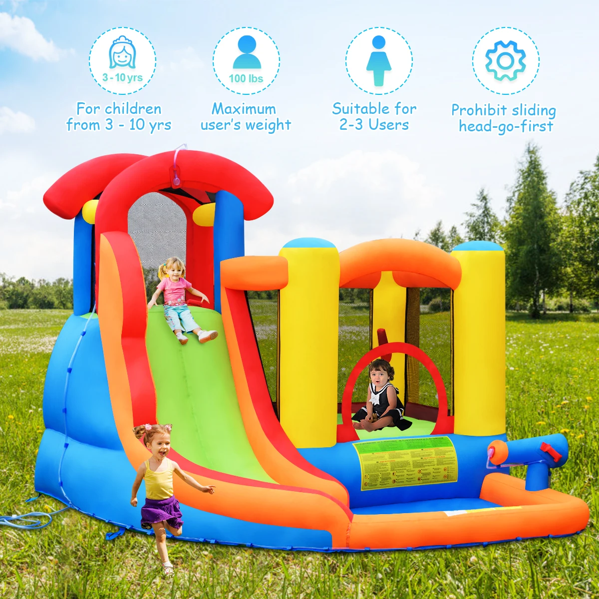 Aufblasbare Bounce House Wasser rutsche mit Kletterwand Splash Pool Wasserwerfer