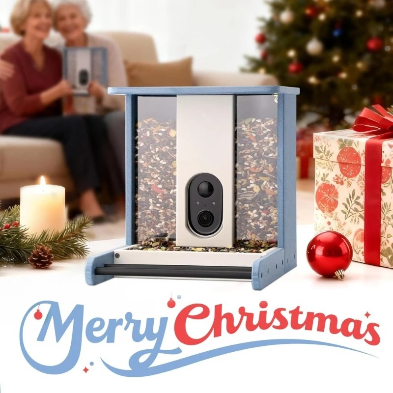 

HDPE Smart Bird Feeder with Camera Solar Powered AI Identify 10000 Species Auto Record 2K Video Instant Alert Gift for