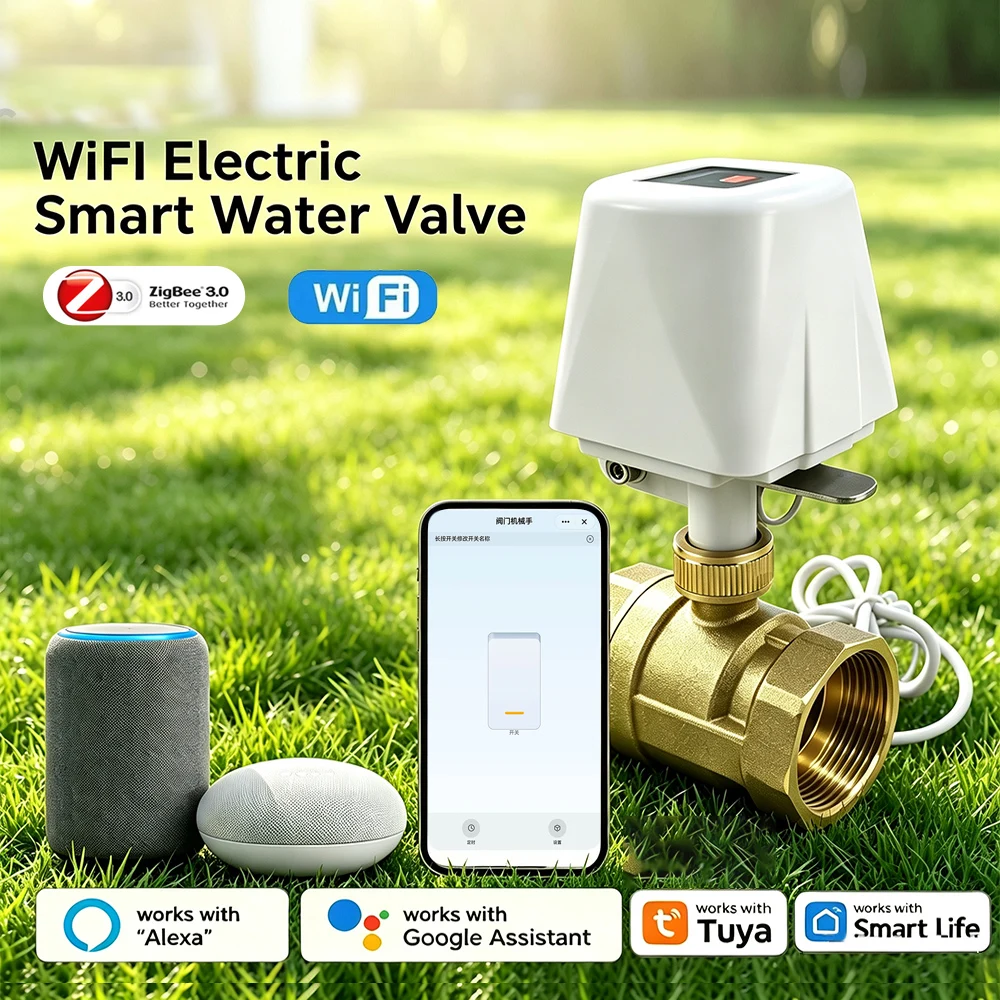 DN15 DN20 DN25 DN32 DN40 WIFI Smart Electric Ball Valve Water Faucet Controller Zigbee Garden Watering Timer Works with Tuya App