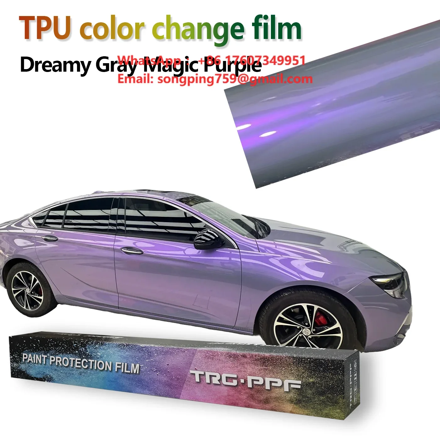 Wholesale Popular TPU Self Healing Color Changing Car Wrapping Film with Anti Scratch UV Protection Dreamy Gray Charming Purple