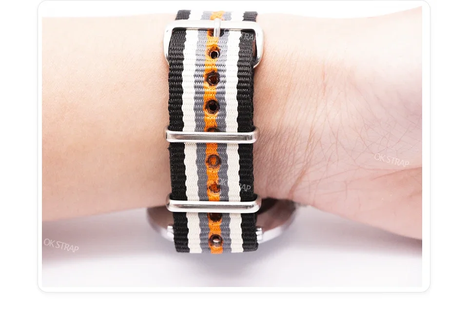 Strapazierfähiges, gestreiftes Nylon-Armband im Armband-Stil, 18 mm, 20 mm, 22 mm, 24 mm, universelles Armband für Sport- und Freizeituhren – Detail 18